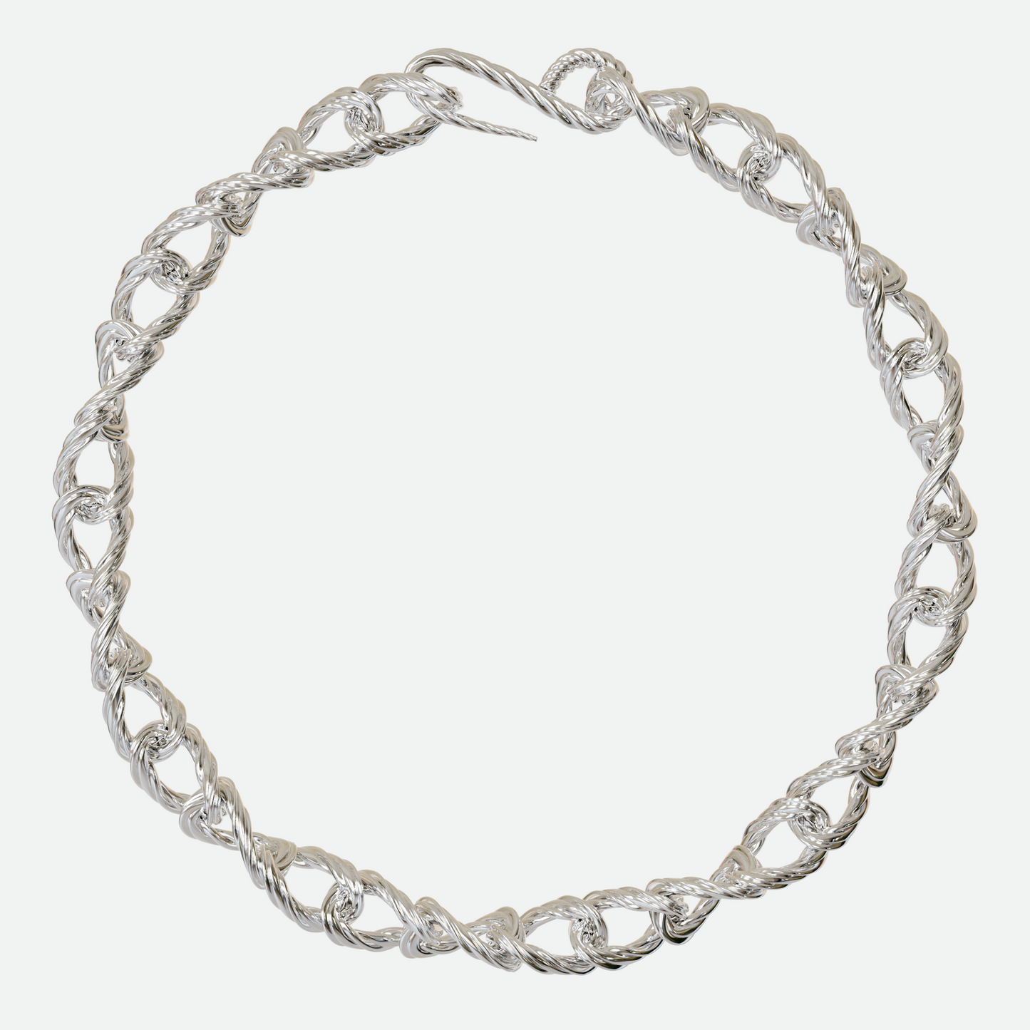 Helix necklace with a signature twisting design in silver, creating a seamless spiralling chain, designed by Ruggeri.