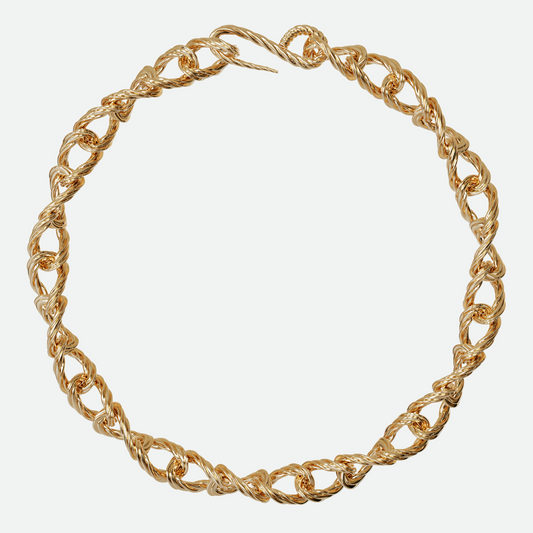 Helix necklace with a signature twisting design in gold, creating a seamless spiralling chain, designed by Ruggeri.